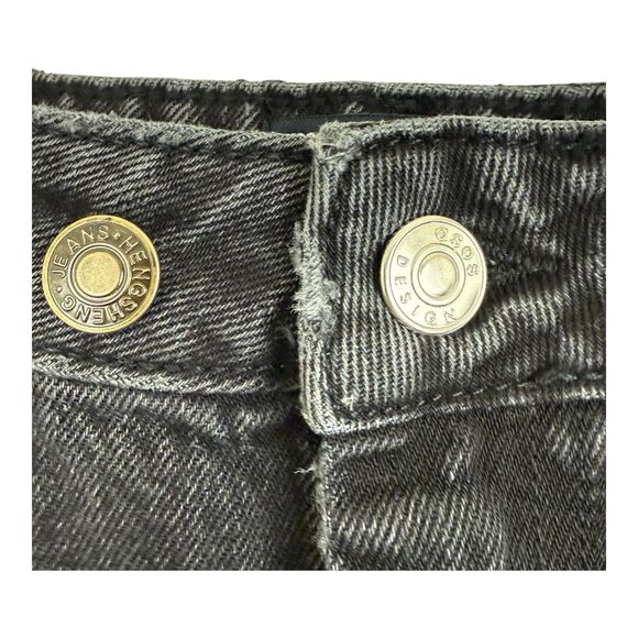 ASOS Black Wide Leg Jeans Women’s Tall Size 29x34 (actual) Double Buttons - Picture 3 of 11